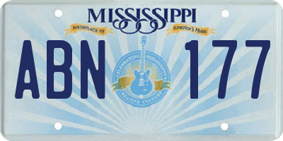 MS license plate ABN177