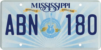 MS license plate ABN180
