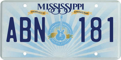 MS license plate ABN181