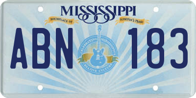 MS license plate ABN183