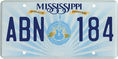 MS license plate ABN184