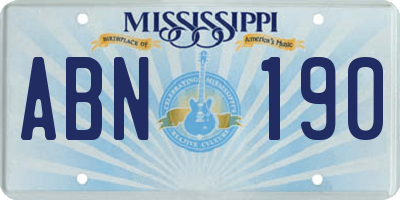 MS license plate ABN190