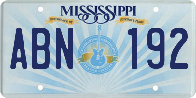 MS license plate ABN192