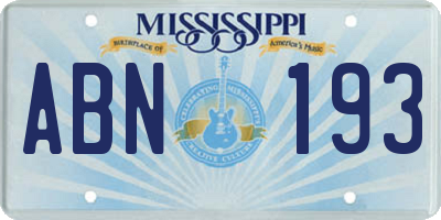 MS license plate ABN193