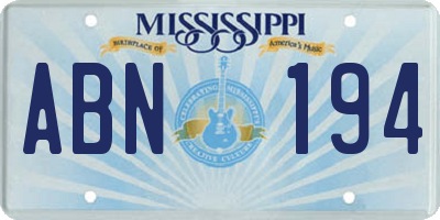 MS license plate ABN194