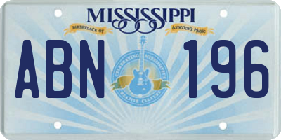 MS license plate ABN196