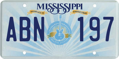 MS license plate ABN197