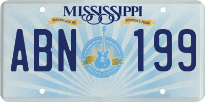 MS license plate ABN199