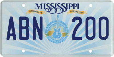 MS license plate ABN200