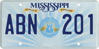 MS license plate ABN201