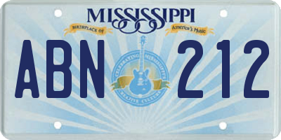 MS license plate ABN212