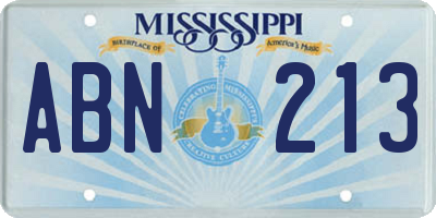 MS license plate ABN213