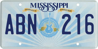 MS license plate ABN216