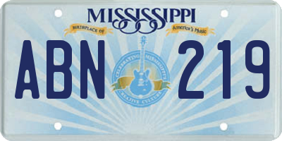 MS license plate ABN219