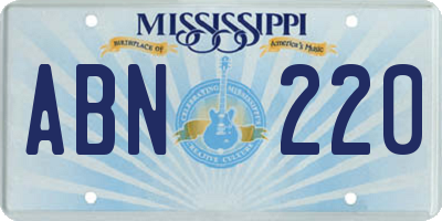 MS license plate ABN220