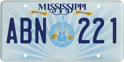 MS license plate ABN221