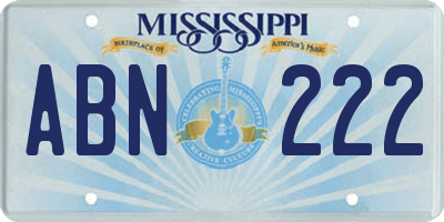 MS license plate ABN222