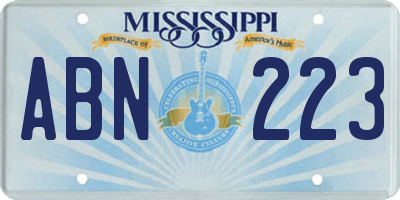 MS license plate ABN223