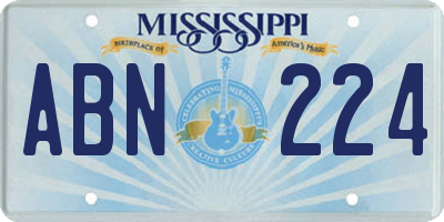 MS license plate ABN224