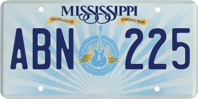 MS license plate ABN225