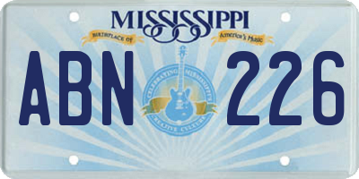 MS license plate ABN226