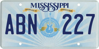 MS license plate ABN227