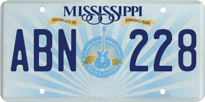 MS license plate ABN228