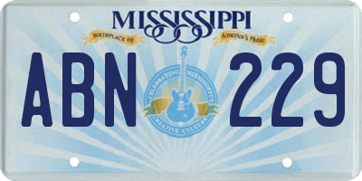 MS license plate ABN229