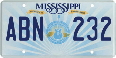 MS license plate ABN232