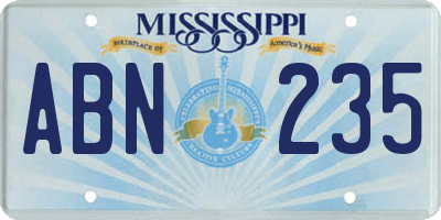 MS license plate ABN235