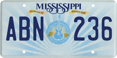 MS license plate ABN236