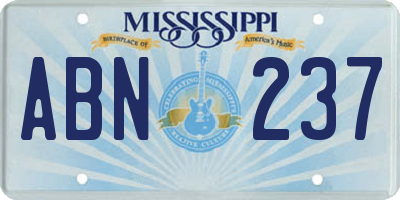 MS license plate ABN237