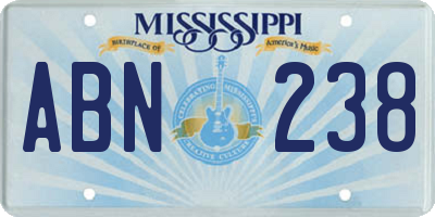 MS license plate ABN238