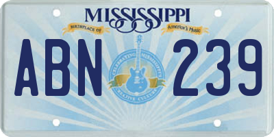 MS license plate ABN239