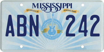 MS license plate ABN242