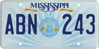 MS license plate ABN243