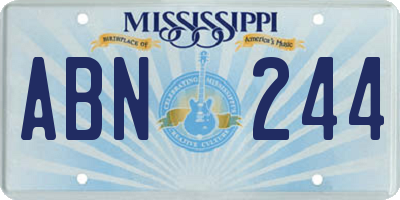 MS license plate ABN244