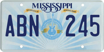 MS license plate ABN245