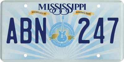 MS license plate ABN247