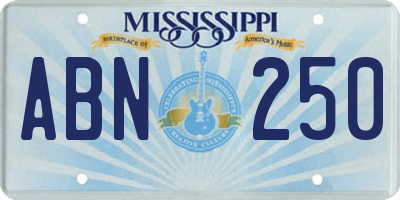 MS license plate ABN250