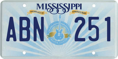 MS license plate ABN251