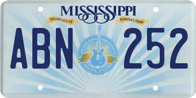 MS license plate ABN252