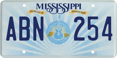 MS license plate ABN254