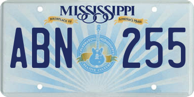 MS license plate ABN255