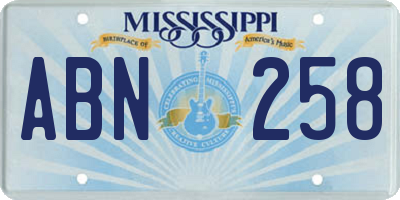 MS license plate ABN258