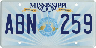 MS license plate ABN259