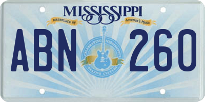 MS license plate ABN260