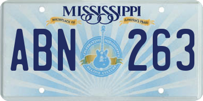 MS license plate ABN263