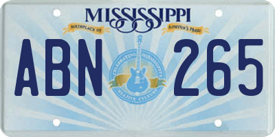 MS license plate ABN265