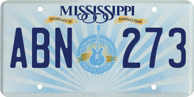 MS license plate ABN273